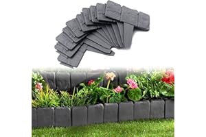 UISEBRT obrzeża trawnikowe z tworzywa sztucznego, obramowanie rabatki, krawędź do koszenia, ogrodzenie do ogrodu, obrzeże rabatek kwiatowych, 25 x 23 cm (dł. x wys.), 80 szt., 20 m, antracytowe