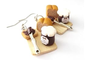 SCHMUCK-STADT Frühstücks Brettchen mit Nuss Nougat Creme Ohrringe Ohrhänger