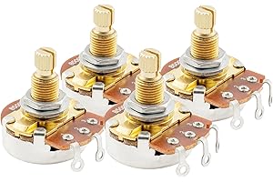 Musiclily Pro Eje de Latón Corto Métrico B500K Potenciómetros Lineal Split Shaft Poti para Guitarra Eléctrica Bajo (Set de 4)