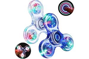 ADVIEJJOY 2PCS Crystal Led Light Fidget Toy Fidget Toy Stress Relief Anti-Anxiety Toy Brain Development Toy Gift for Children and Adults (Crystal-White & Blue)