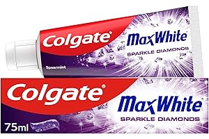 Colgate Max White Sparkle Diamonds Toothpaste 75ml - Teeth whitening toothpaste - Shines enamel for whiter teeth - Cooling sensation - Fights cavities - Fluoride toothpaste - Purple