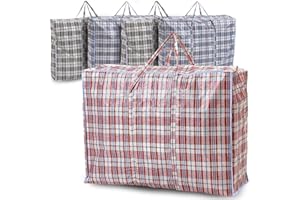 Dealonic 5-Pack LARGE Laundry Bags Nylon, Zip Closure, Reusable Storage Bags for Clothes, Wardrobe Storage, House Moving & Organization – Durable, Multifunctional Storage Solution