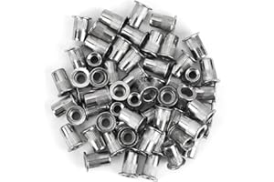 HUGFADS 60 pièces écrous à riveter filetés M6 en acier inoxydable, écrou à rivet fileté à tête plate - Résistance à la rouille, Installation facile, Polyvalence d'utilisation, Idéal pour divers matériaux