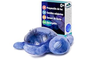 Cloud B Nightlight Musical Tranquil Turtle™ Recargable Ocean | Proyecciones submarinas | 4 sonidos relajantes | Brillo ajustable| Temporizador | Detector de llanto | Tejido reciclado