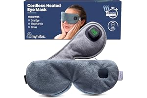 MyHalos Cordless Heated Eye Mask for Dry Eyes - Rechargeable Eye Heat Mask - Dry Eye Mask with Washable Cover - Warm Compress for Eyes, Styes & Blepharitis - USB Heated Eye Mask for Dry Eyes