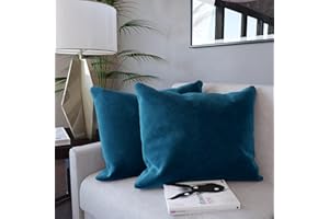 ARREDITALY Set di 2 Federe Per Cuscini In Velluto Morbido e Resistente Copricuscini Per Divano Poltrona Soggiorno Arredo Arredamento Casa Design Moderno Elegante Cerniera Invisibile (60 x 60 cm, Blu Navy)