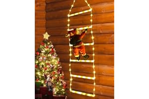 Geemoo 0.75M Noel Guirlande Lumineuse Electrique, 97 LED Échelle avec le Père Noël, 8 Modes, Fonction Mémoire Minuteur, Étanche, pour Decoration Noel Exterieur et Interieur (Blanc Chaud)