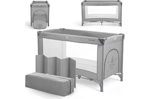 Kikka Boo Lettino da Campeggio SO GIFTED, Culla Neonato da Viaggio 120x60 cm, Fino a 15 kg, Pieghevole, Portatile e Compatto, Borsa da Trasporto, Grigio