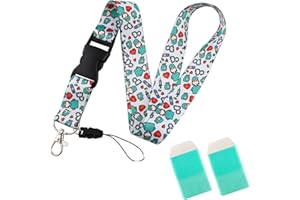 GUILUC PACK Lanyard Enfermera + Protector Bolsillo, Cuelga Llaves Cuello, Colgante Tarjetas De Identificación Para Enfermeras, Cinta Llaves Cuello, Regalos Originales Para Enfermeras, Sanitarios (Verde)