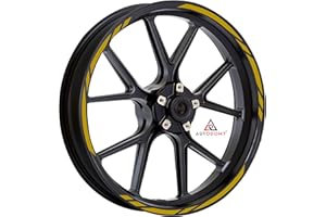 Autodomy Pegatinas Llantas Moto Juego Completo para 2 Llantas de 15" a 19" Pulgadas | Adhesivos Llanta Moto Resistentes a la Lluvia, Sol, Grasa, Aceite (Oro)