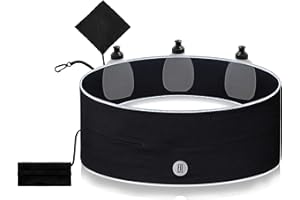 FitFeelsFun® Marsupio Sportivo con 3 borracce - con Tasca Impermeabile e Tasca per i Soldi - Fascia Porta Cellulare Running - Cintura idratazione - Jogging Fitness Corsa