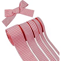 Halbach Seidenbänder Premium Vichy Karo cadeaulint (rood) | breedte 10 mm lengte 25 m | geruite band Made in Germany | geruit lint in vele kleuren