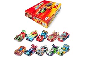 T-Racers Mix ´N RaceColección de 10 Coches coleccionables, Cada Coche Desmontable en Dos Partes con Piezas Intercambiables