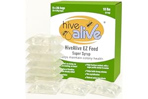 HIVE ALIVE HiveAlive EZ Feed Super Sirop liquide pour abeilles prêt à l'emploi 2 lb Pochettes d'alimentation pour une alimentation facile. Ce sirop ne nécessite aucun mélange. Enrichi en complément alimentaire