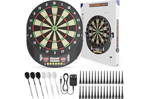 HOYIYOBI Diana electrónica profesional con pantalla LCD digital y dardos con punta blanda, diana electrónica con 27 juegos, 243 modos, ideal para amigos, familia, oficina, fiestas en clubes y pubs