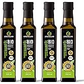 Kräuterland Bio Hanföl - Hanfsamenöl 1 Liter (4x250ml) 100% rein kaltgepresst - hoher Anteil an Omega 3-6-9 Fettsäuren - vega