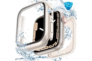 HWeggo [2 in 1] Wasserdicht Hülle für Apple Watch SE 3rd/ 2nd Generation/SE/Series 6/5/4 40mm Schutzhülle,360°PC-Abdeckung mit Hartglas Displayschutz,Vorderseite & Rückseite Stoßstange (Sternenlicht)