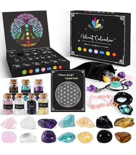 Adventskalender Mit Steinen – 24 Natürliche Kristalle & Edelsteine, Heilsteine, Für Kinder & Erwachsene