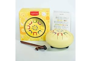 JUEGACONMIGO BABY TAMBÚ Tambour de langue en acier. 6 pouces (15 cm), 8 notes. Handpan, Instrument à percussion en métal (Jaune - Mellow Yellow)