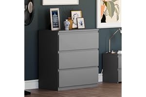 Vida Designs Denver Commode à tiroirs (Gris, 3 tiroirs)