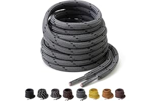 Yusimu Round Strong Boot Shoe Laces,Premium Heavy Duty 4.5mm Thick Bootlaces for Work, Hiking, Safety Boots,Includes Replacement Lace