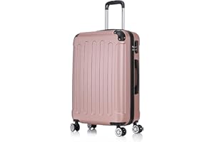 Flexot® Flex-2045 Koffer (16 Farben zur Auswahl) Zwillingsrollen Reisekoffer Trolley Hartschale (L, Rose-Gold)