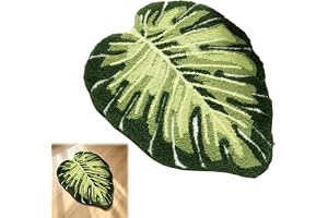 Qnbonrich Badmatta, färgrik, grön Monstera-matta, färgrik för badrum, tvättbar, antiskid, duschmatta, tropisk växtform, golvm