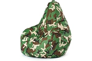 ‎GREEN BEAN Green Bean Sitzsack mit Rückenlehne 80x70x90cm - Gaming Chair mit 230L Füllung Kuschelig Weich Waschbar - Bean Bag Bodenkissen Lounge Sitzhocker Relax-Sessel Gamer Gamingstuhl Camouflage Grün