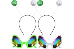 Goenb 4 cerchietti alieni con fascia per capelli, accessori alieni, antenna aliena, costume da donna per Halloween, per bambini e adulti, per feste di Halloween