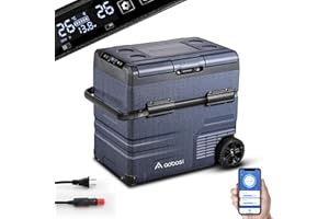 AAOBOSI Frigo Portatile, Frigo Per Auto Doppia Zona, Frigorifero da Viaggio con WiFi, -20 ℃ a 20℃, 12/24V DC e 100/240V AC,Per Auto, Camion, Camper, Barca e Presa Di Corrente