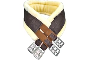 Preto Synthetic Horse Saddle Girth Elastic Ends Soft Faux Fur Mink Fleece Lined Strong Tear Resistant Nylon Webbing Anti Chafing Padded Riding Full Cob Pony