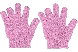 MELTU 2 Pcs Shower Gloves, Exfoliating Gloves, Exfoliating Mitt, Exfoliating Body Scrub, Loofah Bath Gloves for Men, Women (Pink)