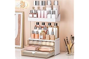 Storivo Makeup Organiser,3 Tier Drawer,Large Vanity Organiser, Cosmetics Organiser, Dressing Table Organiser, Large Vanity, Makeup Brushes,Skincare, Perfume, Amber