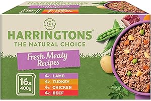 Harringtons Complete Wet Tray Grain Free Hypoallergenic Adult Dog Food Meaty Bumper Pack 16x400g - Chicken, Lamb, Beef & Turkey - Made with All Natural Ingredients (Package may vary)