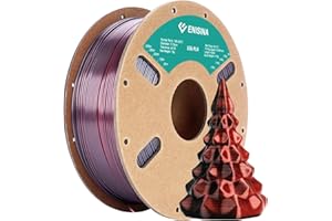 PLA Filament 1,75 mm Silk, ENISINA Filament PLA Shiny Silky Shine do drukarek 3D, Precisão Dimensional +/- 0,03 mm, 1kg (Czarny & Czerwony)