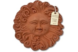 Toocook Sole in ceramica artigianale da parete per arredo e decorazione casa Idea Regalo Realizzato in Terracotta Artigianalmente, Made in Italy (Sole Ricci 15 cm)