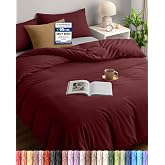 Utopia Bedding Duvet Cover for 105 Bed 200 x 200, Burgundy | Duvet Cover 200 x 200 cm and 2 Pillowcases 50 x 75 cm, Microfibr