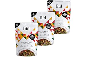 Fiid 100% Natural Vegan Microwave Ready Meals - Mexican Black Bean Chilli - 3 x 275g (Vegetarian Food Pouch, High in Fibre & Protein, Low in Sugar, Gluten Free, Fat Free)