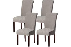 KELUINA Moderne Stuhlhussen 1er/2er/4er/6er Set, Stretch Stulhhussen Schwingstuhl Elastisch Abnehmbarer Waschbarer Universal Stuhlbezug für Hotel Bankett Hochzeit Party Deko (Hellgrau,4 Stück)