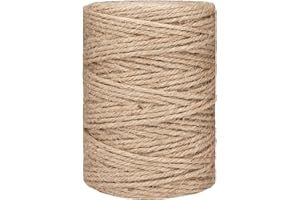 Leecogo 100m 3mm 4Ply Heavy Duty Brown Jute Twine Rope for Gardening, Crafting, Packaging, Wedding Decorations, Picture Hanging, and Mason Jar DIY Projects