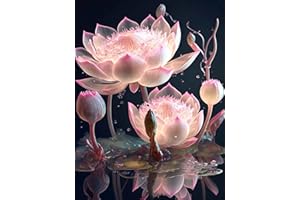 KUIZHEN 5D DIY Diamond Malerei Kits, Vollbohrer Diamond Painting, Diamant Malerei Stickerei Kreuzstich Handgemachtes Kunst Painting für Home Wand Décor 30 x 40cm (Schöner Lotos)