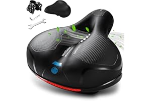 ROCK TAKIN Bequemer Fahrradsitz, Fahrradsattel mit Memory-Schaum gepolstert, breiter Fahrradsitz mit doppelten stoßdämpfenden und nachtreflektierenden Streifen, für Herren und Damen