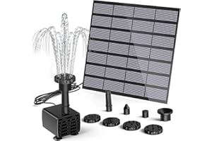 AMZtime Fontana solare per esterni 2024, upgrade fontana solare da 1,5 W, con cavo da 3 m, pompa solare con 6 stili di fontana, pompa solare per laghetto da giardino, bagno per uccelli