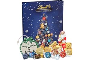 Festive Lindt Chocolates Advent Calendar 2025-24 Days Christmas Countdown Calendar Assorted Chocolates Gift Box 289g with Topline Tree Decoration. Great Christmas Gifts for Women, Secret Santa Gifts