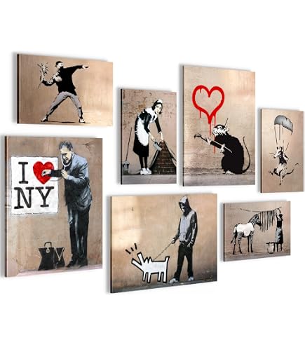 Lot 10 Affiches Banksy – Collection 1 | 2 A3 + 4 A4 + 4 A5 | Posters Muraux Art Urbain Sans Cadre – Made In Italy