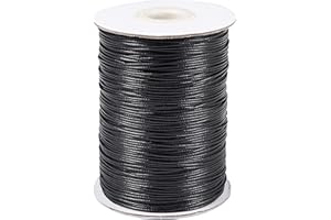 FASHEWELRY Rotolo di filo di poliestere cerato da 1 mm da 200 metri/rotolo, per gioielli fai da te, collane, bracciali, artigianato, colore: nero
