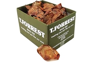 T. FORREST T.Forrest British Dried Whole Pig Ears for Dogs (10 Pack) - 100% Natural, Long-Lasting, High Protein & Grain-Free Dog Treats