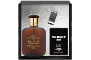 ‎EVAFLORPARIS EVAFLORPARIS DOUBLE WHISKY Gift Box Eau de Toilette 100 ml + Travel Perfume 20 ml + Money Clip Set Perfume Spray Men Perfume, 520 g