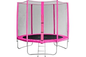 SixBros. SixJump trampolino elastico da giardino 2,45 m – trampolino per il giardino, trampolino all’aperto, set completo incluso scaletta, rete di sicurezza & copertura, fuchsia, TP245/1610