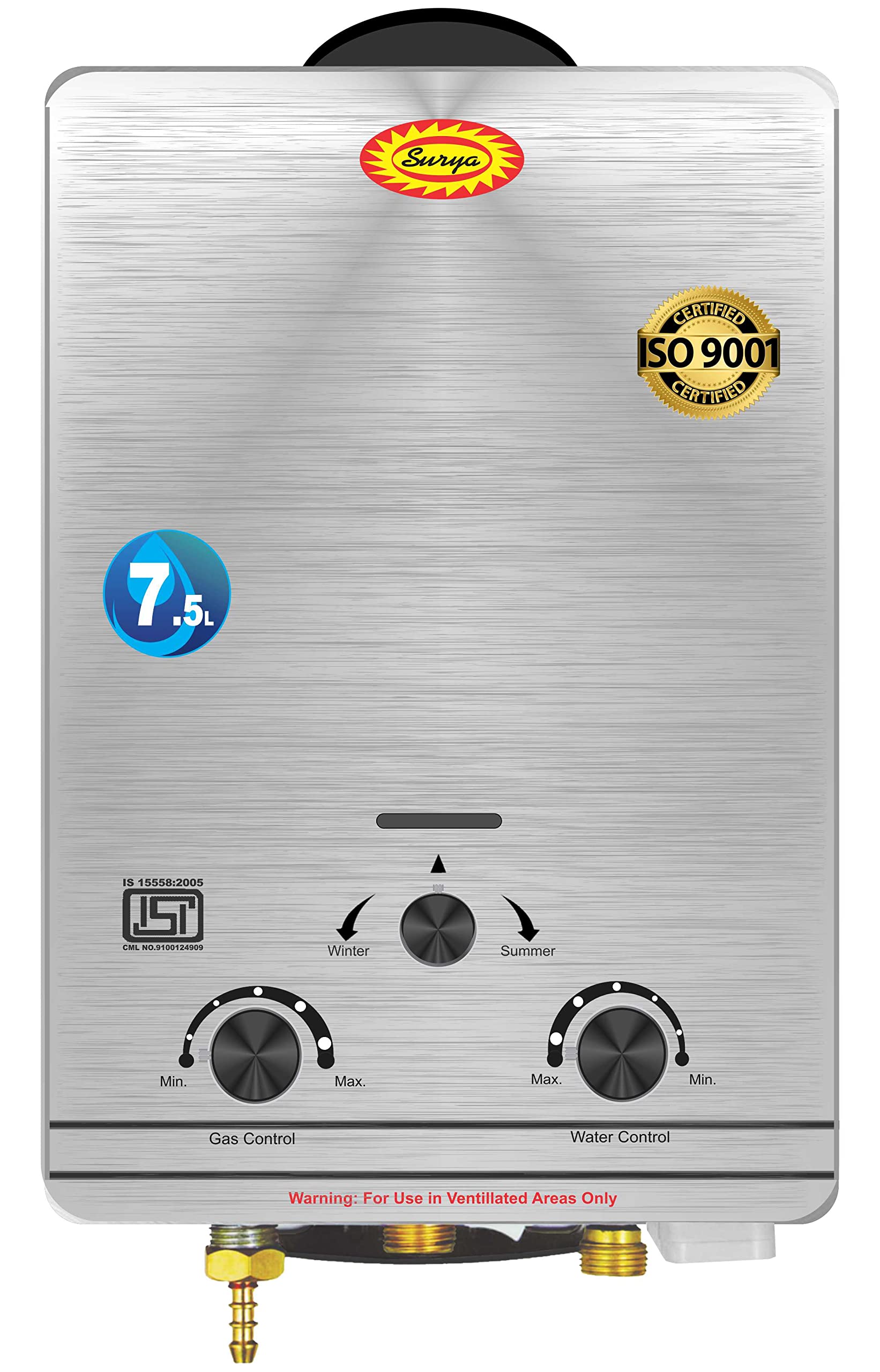 Surya Instant Gas Geyser 7.5L: Stainless Steel Body & Copper Tank Review